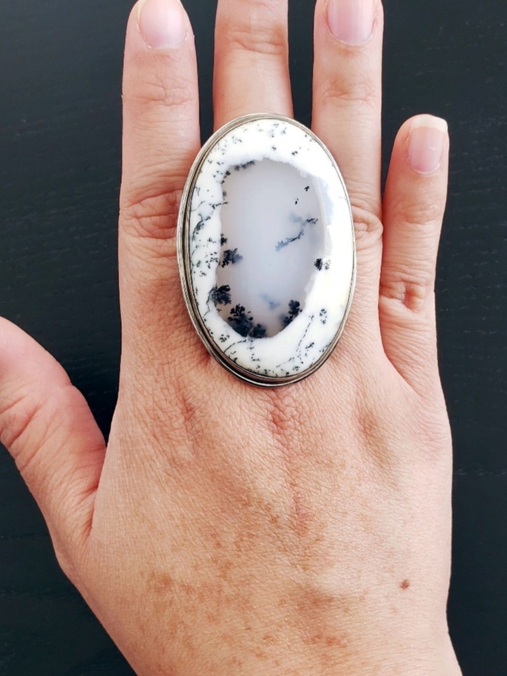 Dendritic Agate Ring in Sterling Silver